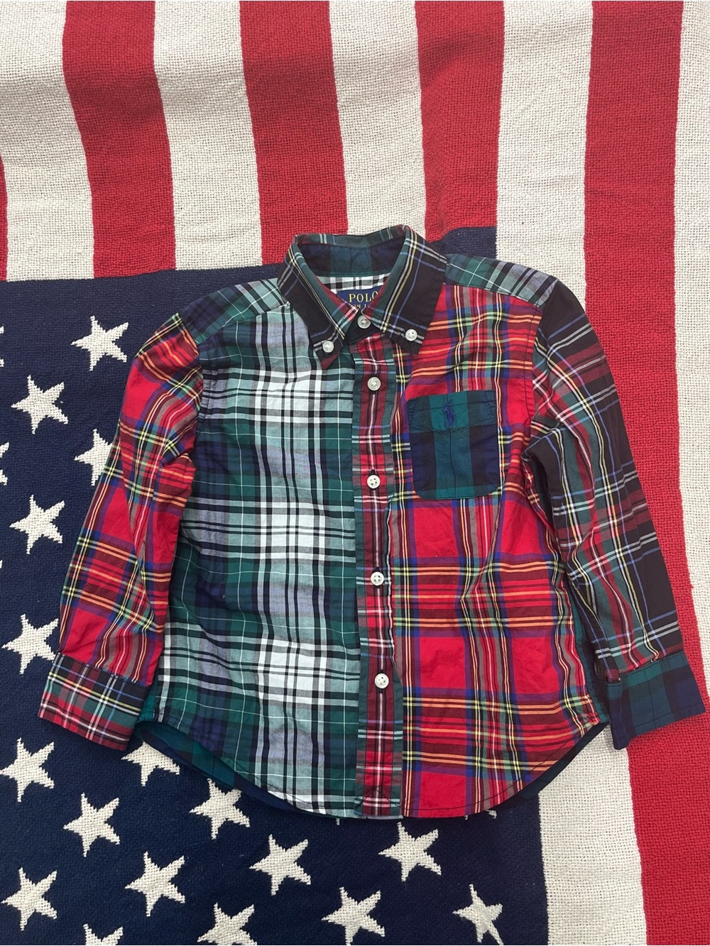 Ralph Lauren Boys' Multi-Color Patchwork Plaid Button-Down Shirt Boys Size 2